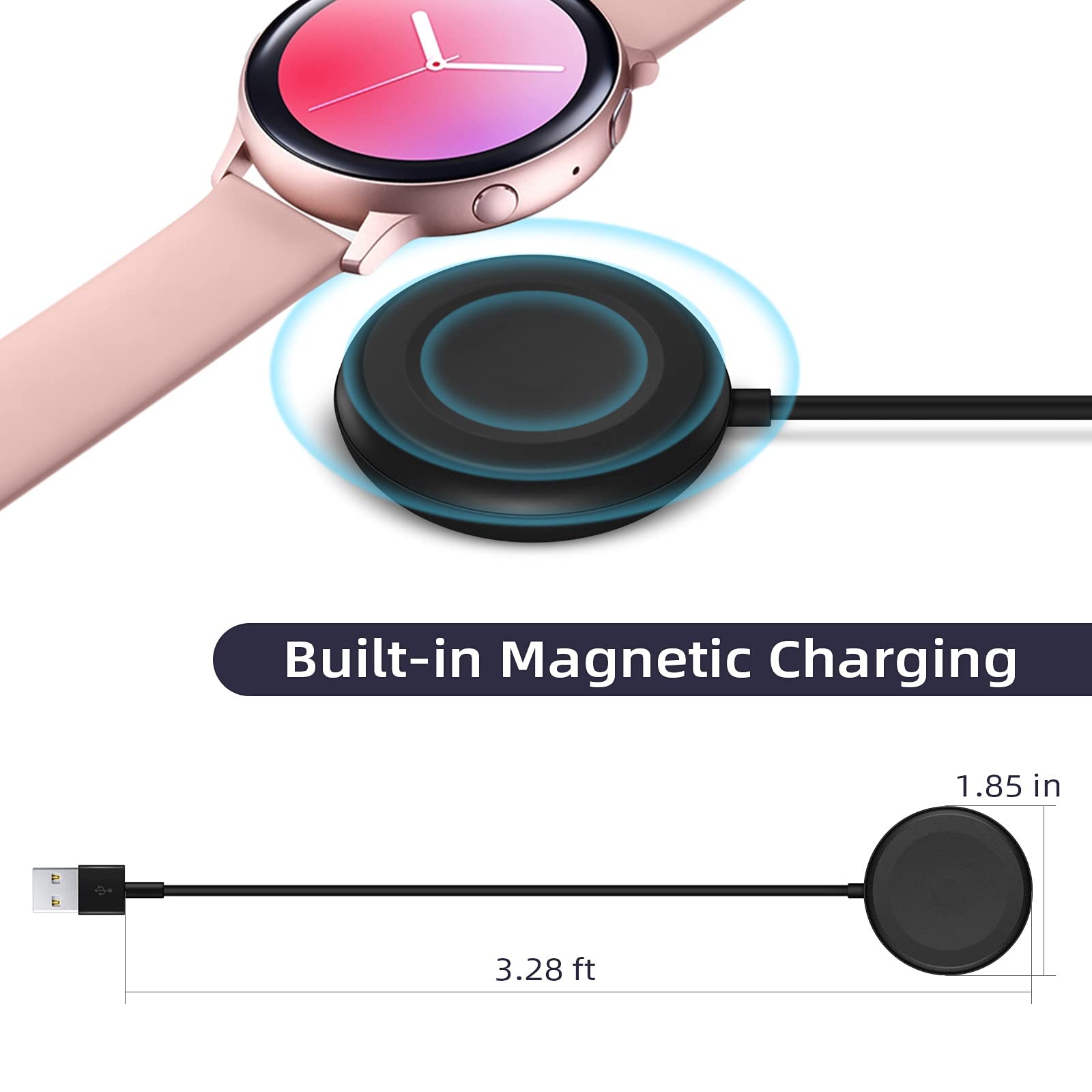 ZORBES USB Watch Charger Compatible for Samsung Galaxy Watch, Portable Charging Dock for Galaxy Watch 4 for Galaxy Watch 3 41mm/45mm, for Galaxy Watch Active 1/2 (Black, 1m) ZORBES USB Watch Charger Compatible for Samsung Galaxy Watch, Portable Charging Dock for Galaxy Watch 4 for Galaxy Watch 3 41mm/45mm, for Galaxy Watch Active 1/2 (Black, 1m)